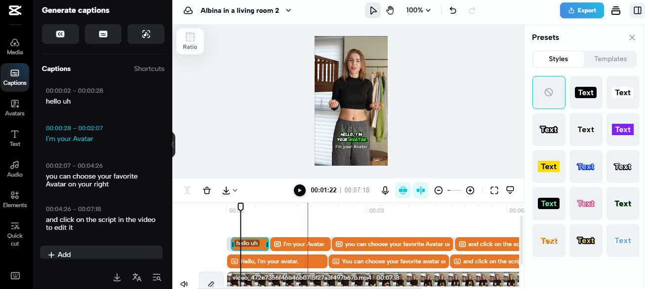 Pippit video editor with captions, highlighting AI tools for eCommerce business content creation.